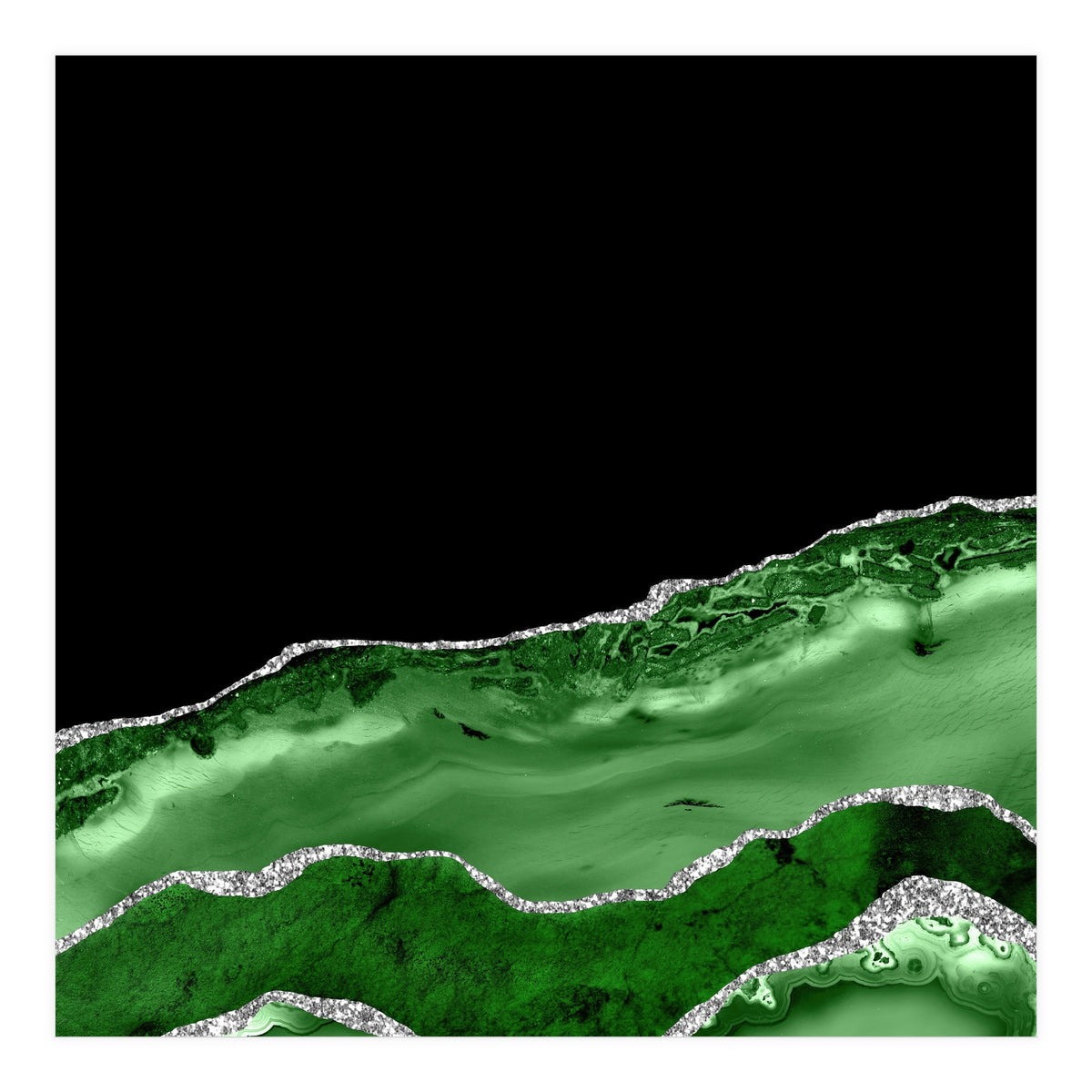 Green & Silver Agate Texture 03  (Print Only)