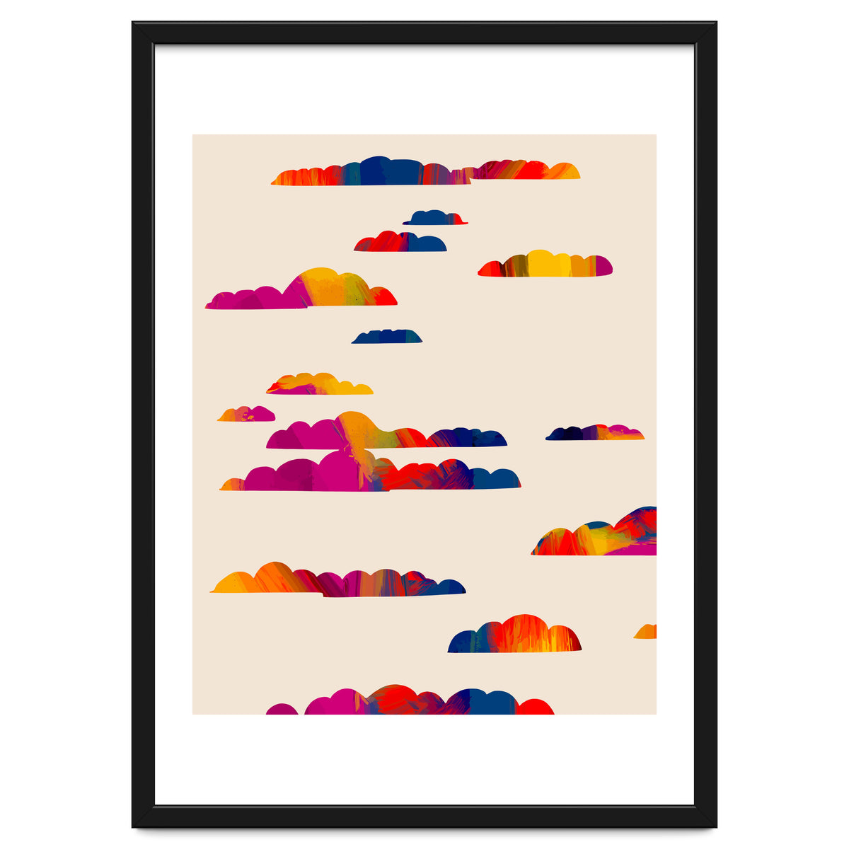 Totem Clouds, Colorful Sky Vibrant Eclectic Bohemian, Abstract Positivity Good Vibes Boho Contemporary Modern Painting