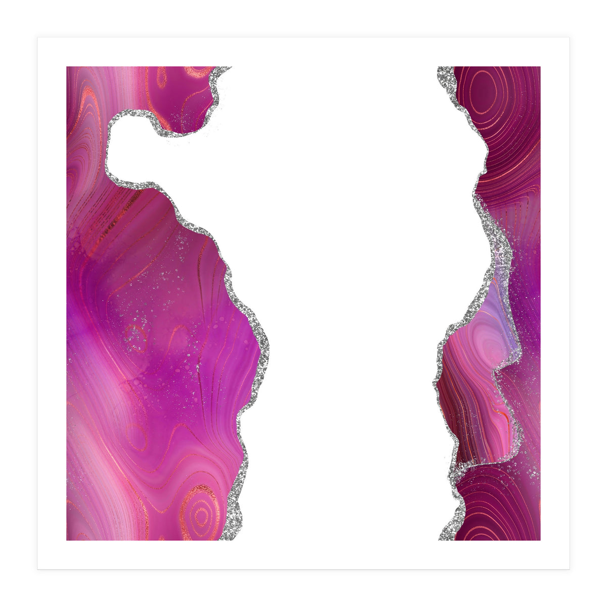 Magenta & Silver Agate Texture 06  (Print Only)