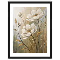 Elegant White Anemone Floral Oil Painting