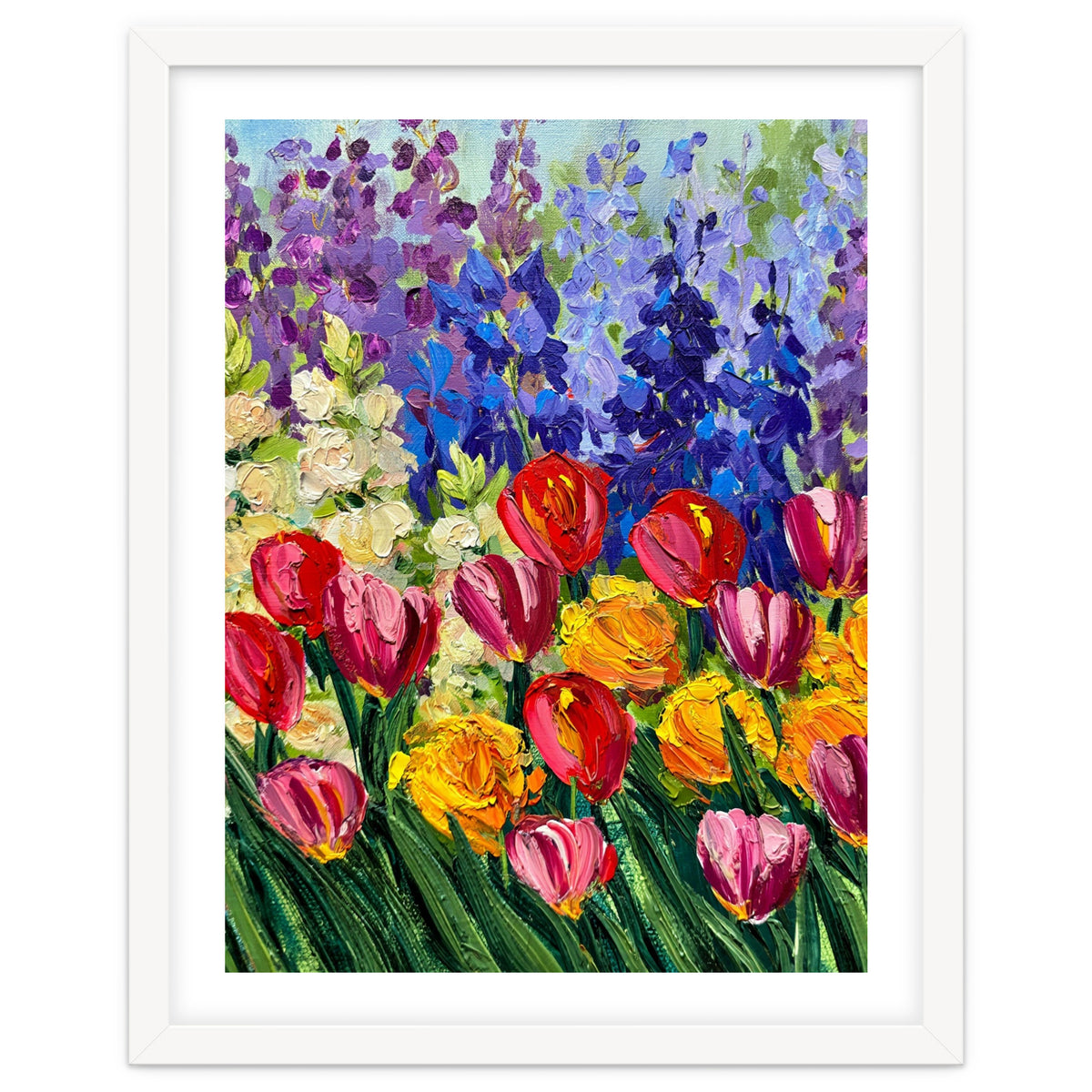 Vibrant Summer Tulip Garden Oil Painting