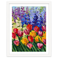 Vibrant Summer Tulip Garden Oil Painting