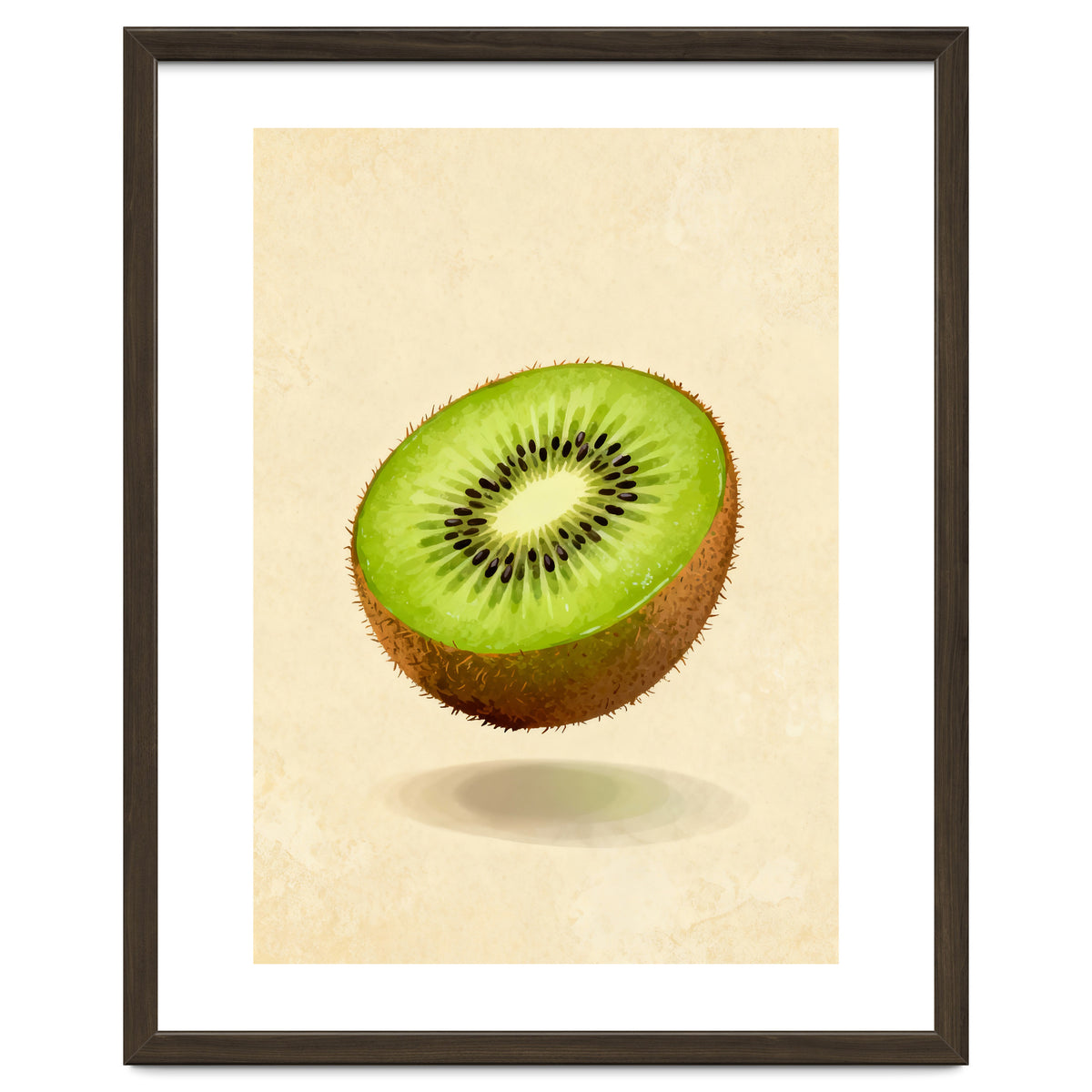 Kiwi Slice, Watercolor Fruit, Fresh Green Art