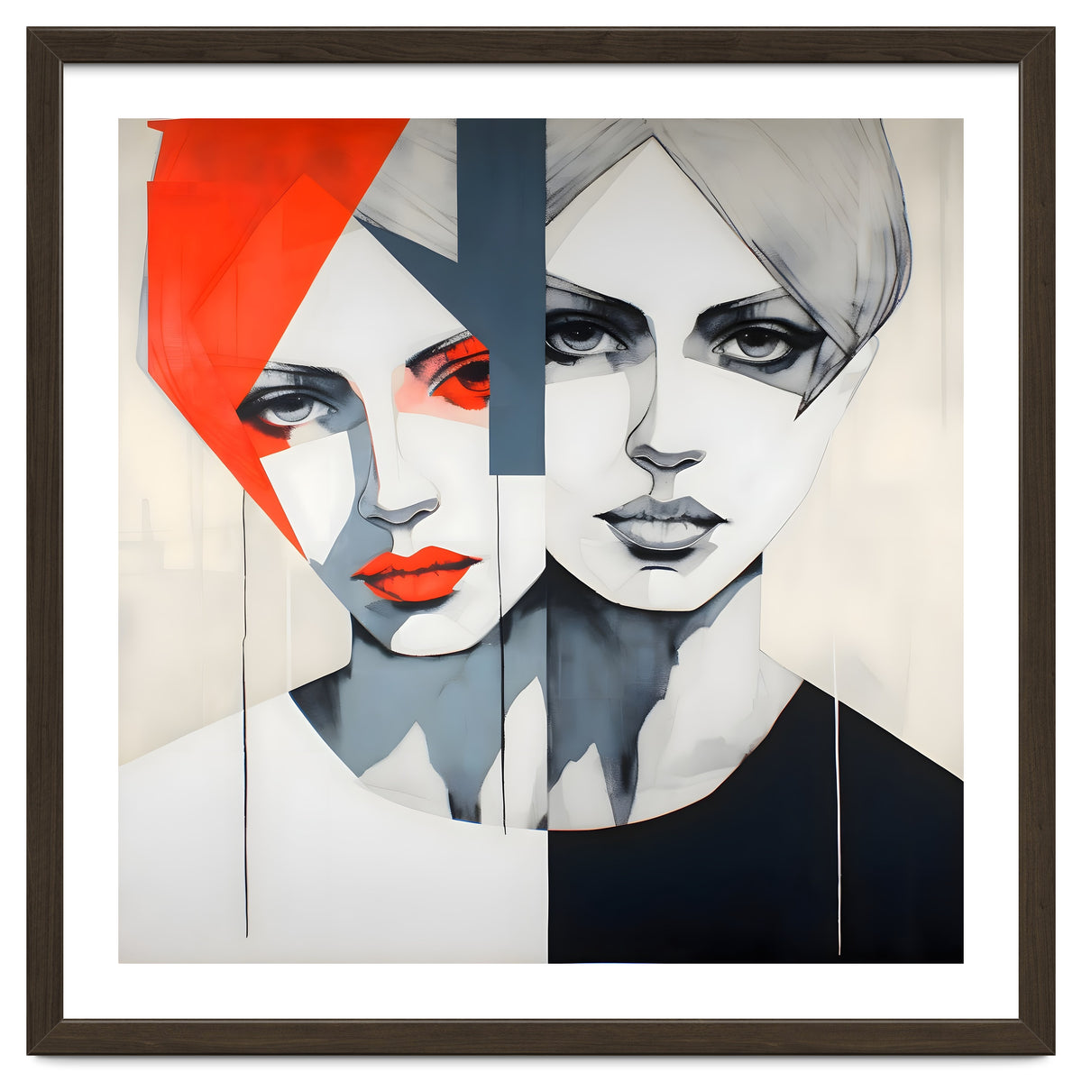 CHIC, Fashion in it's simplist form, two chic women head and shoulders portrait.