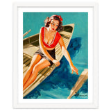 Pinup Sexy Girl In A Boat And A Lost Paddle thumbnail
