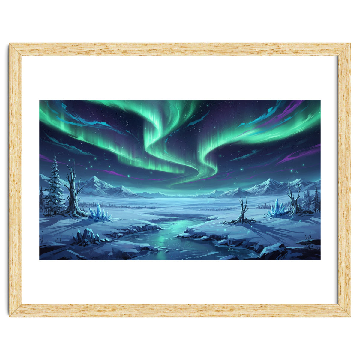 Arctic Glow: Northern Lights Winter Landscape