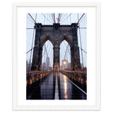 Brooklyn Bridge, USA, Moody NYC Architecture, Rainy Urban Photography thumbnail