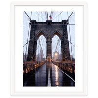 Brooklyn Bridge, USA, Moody NYC Architecture, Rainy Urban Photography