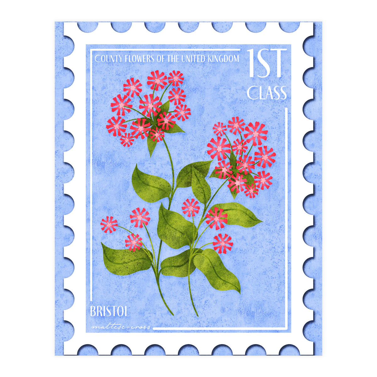 Bristol Maltese Cross Postage Stamp (Print Only)
