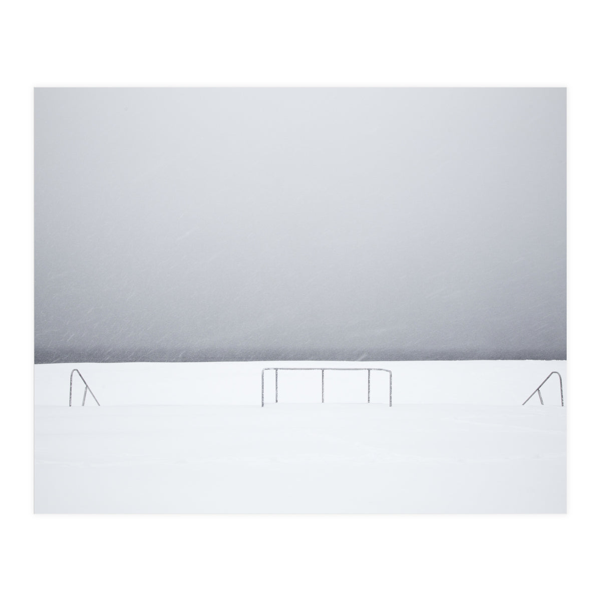 Stair railing covered by snow (Print Only)