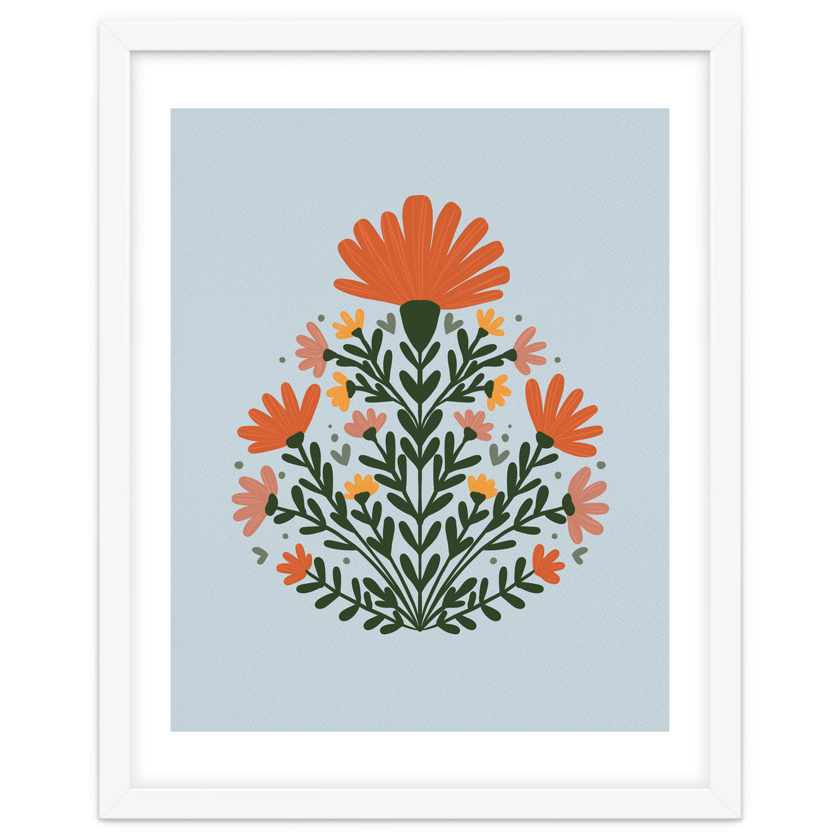 Symmetrical floral bouquet - orange and green