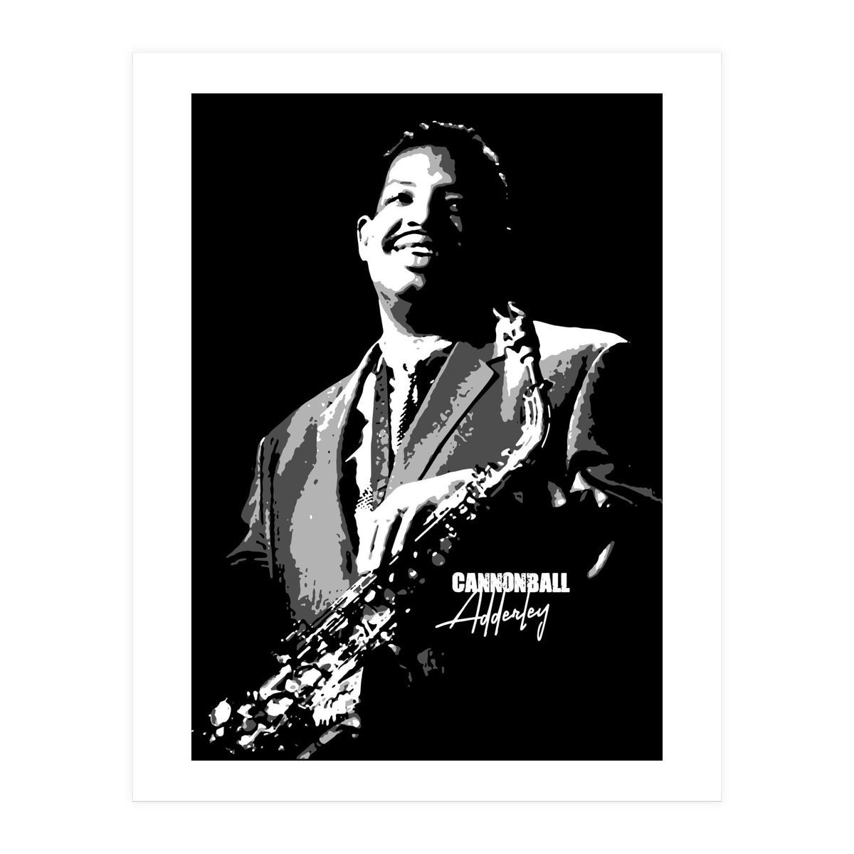 Cannonball Adderley American Jazz Saxophonist in Grayscale (Print Only)