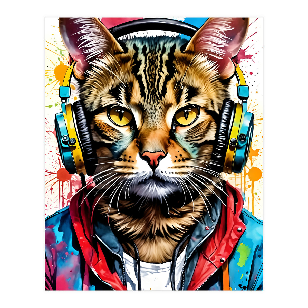 Cat In Headphones music (Print Only)