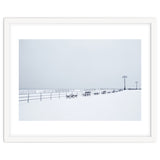 Benches along the pier on snow beach thumbnail