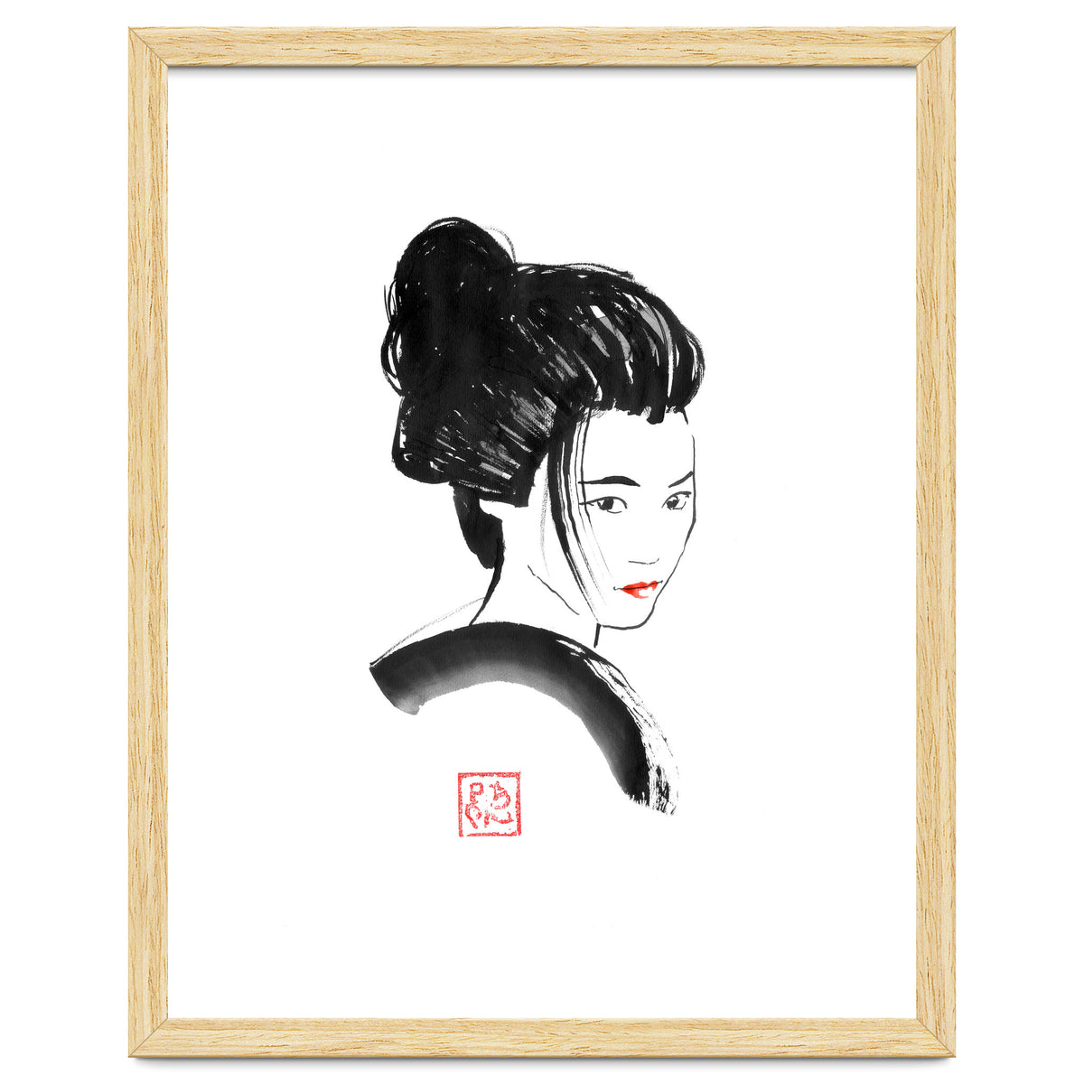 Geisha Face Red Lips
