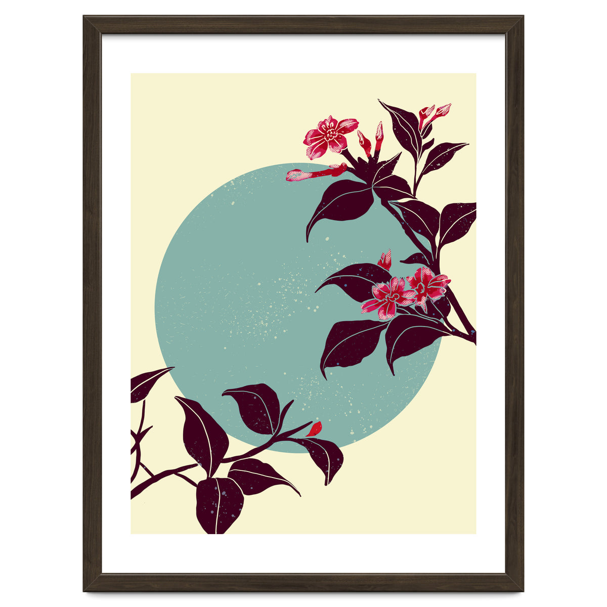 Pink flowers on a blue moon