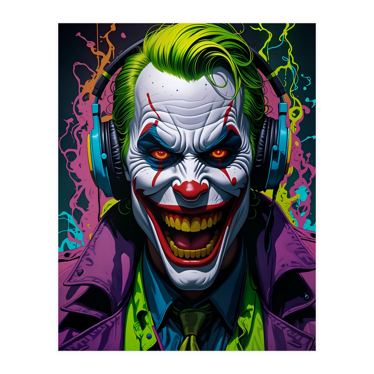 Clown In Headphones (Print Only)