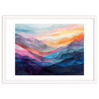 Vibrant Abstract Watercolor Mountain Landscape