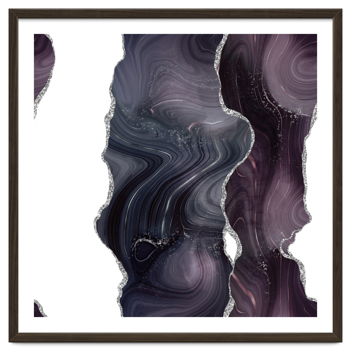 Black & Silver Glitter Agate Texture 06