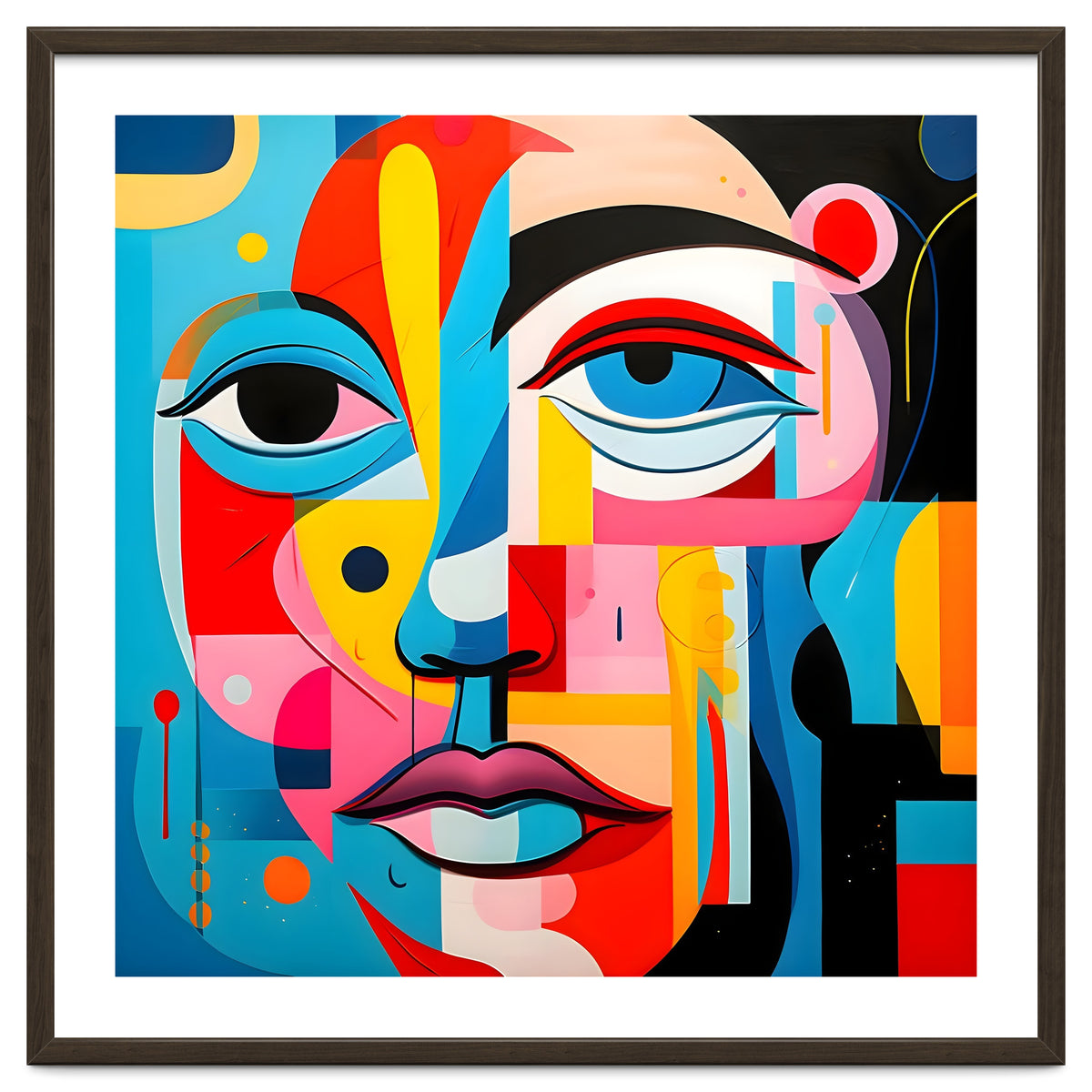 CUBIST HARMONY,  face, the essence of Cubist inspiration in a fragmented vibrant spectrum.