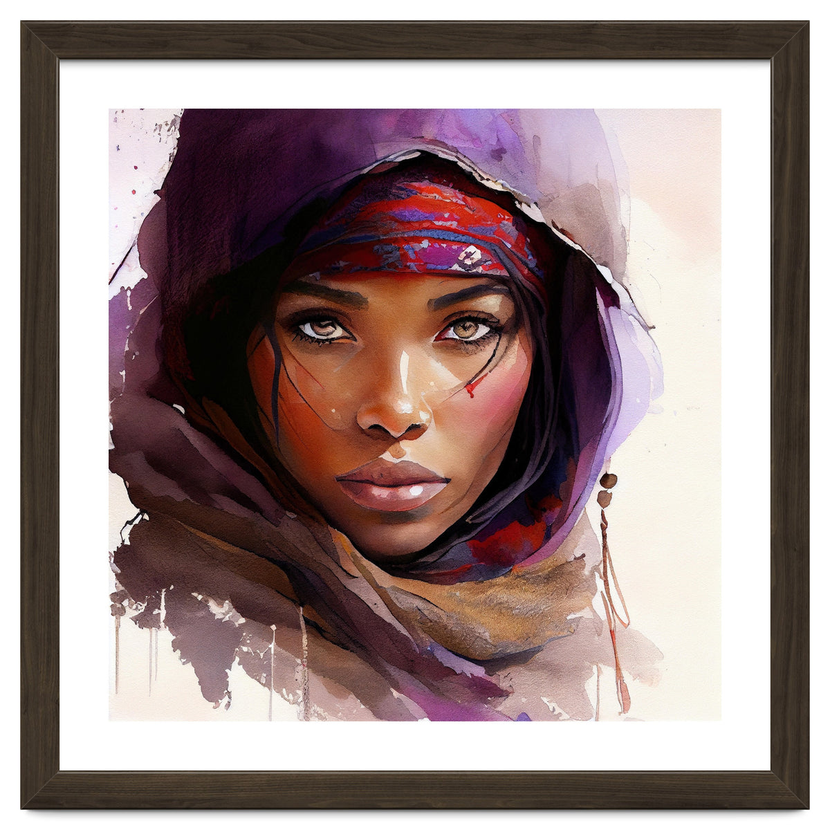 Amethyst Hood Tuareg Woman Portrait