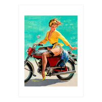Pinup Sexy Motorcycle Girl (Print Only)