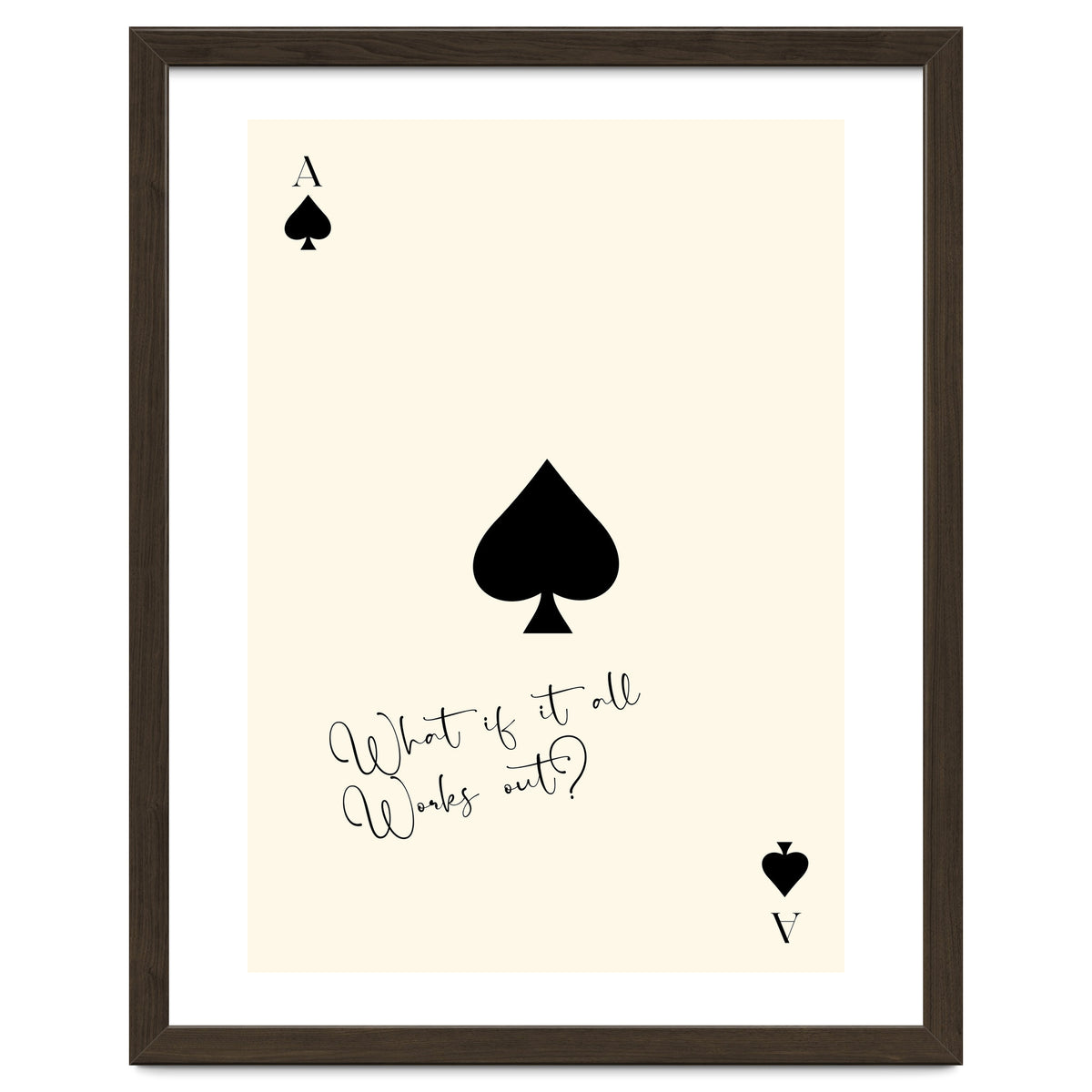 Ace of Spades Motivational Card Print, What If It All Works Out Poster