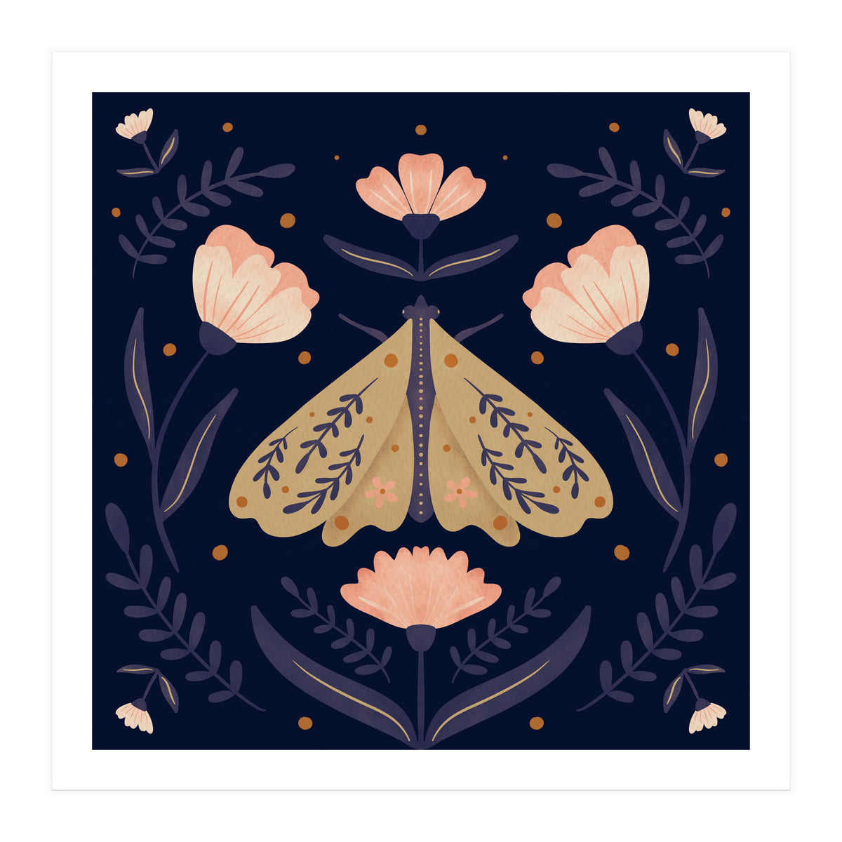 Moth And Flowers  (Print Only)
