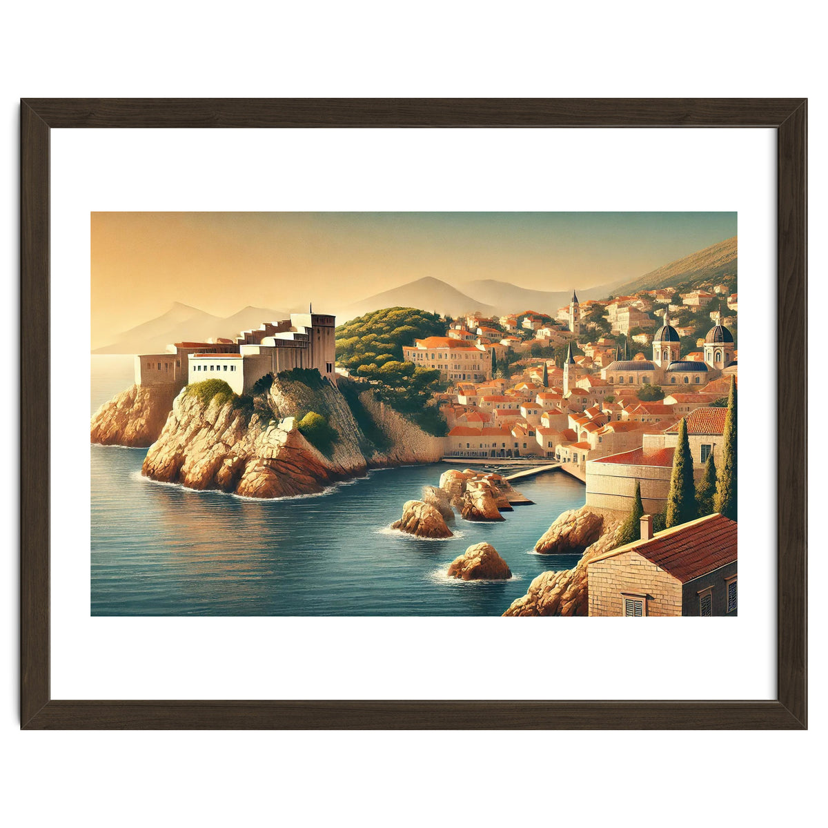 Vintage Croatia, Dubrovnik Coastal Poster