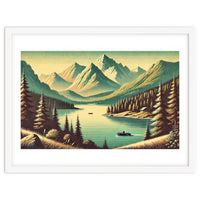 Vintage Alpine Lake Poster