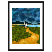 Great Egrets On Honeymoon Island, Heron Wildlife Painting Nature Landscape, Travel Dark Scenic Birds Love Animals Lake Bohemian