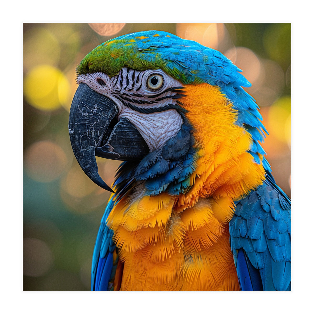 Blue And Yellow Macaw Parrot Close Up Detailed Shot (Print Only)