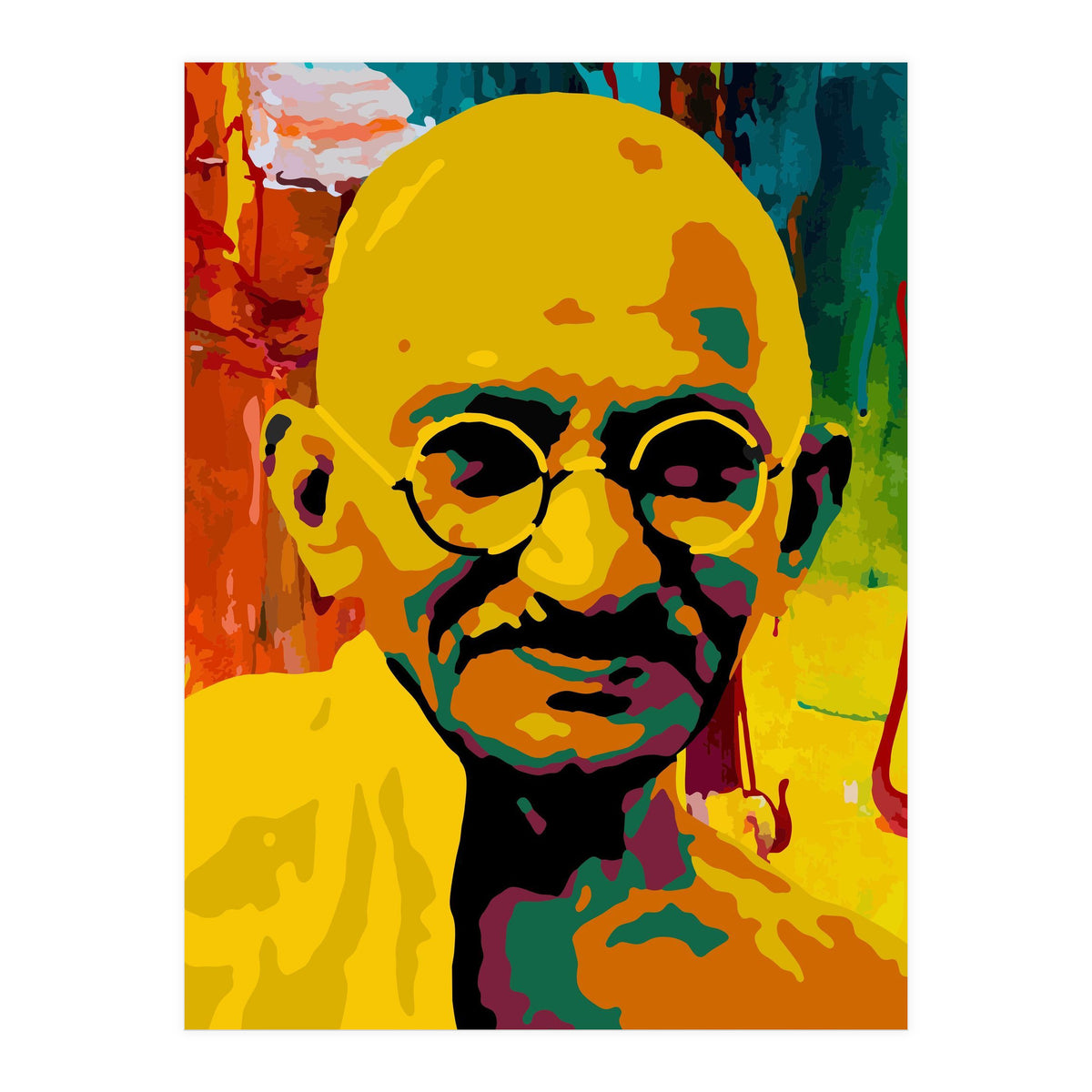 Mahatma Gandhi Colorful Abstract Art (Print Only)