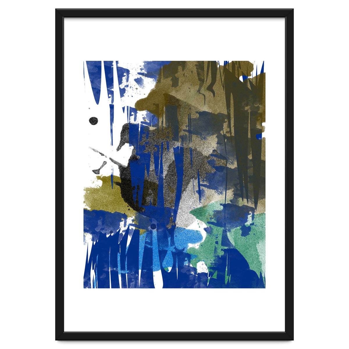 A Beautiful Mess, Abstract Blue Black Dark Eclectic Painting, Luxe Texture Contemporary Modern