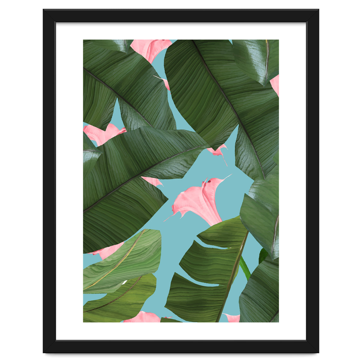 Wild Flower, Tropical Jungle Banana Leaves Botanical, Floral Nature Garden Blush Plants