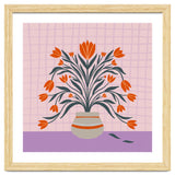Tulips in a vase - orange and violet thumbnail