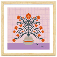 Tulips in a vase - orange and violet