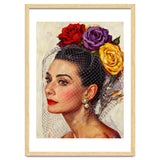 Audrey Hepburn, Impasto Floral Veil Portrait, Classic Hollywood Oil Painting, thumbnail