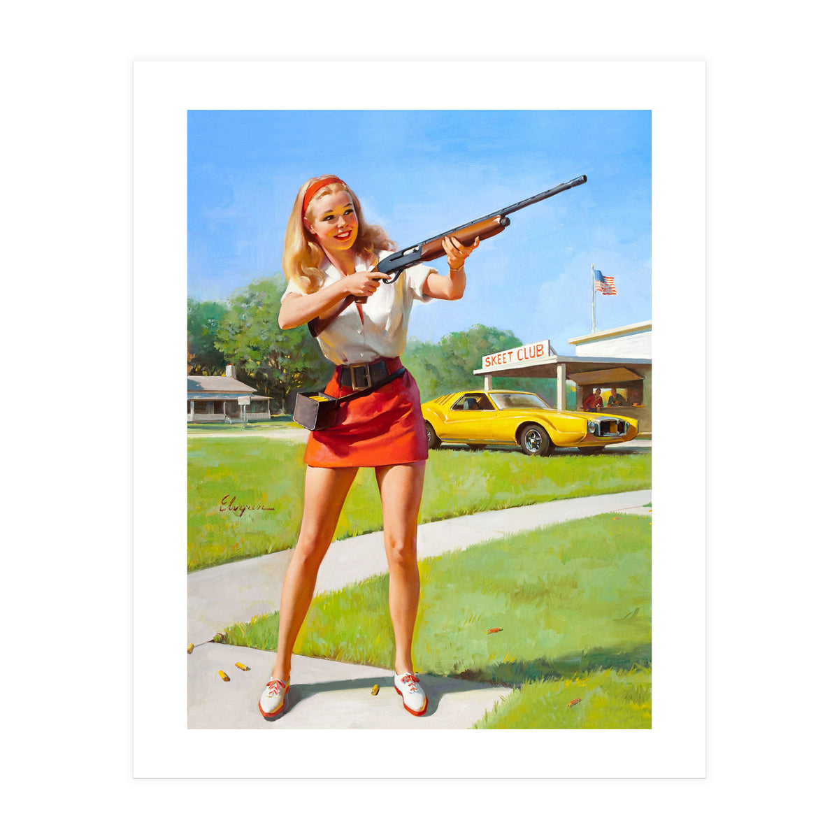 Pinup Shooting Girl (Print Only)