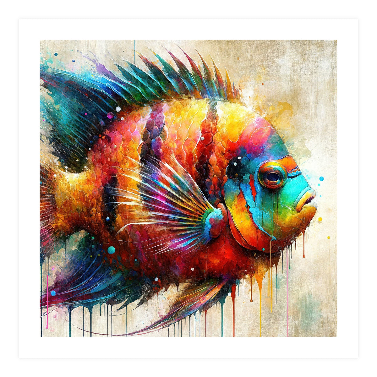 Colorful Tropical Fish Portrait (Print Only)