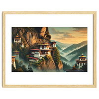 Vintage Bhutan, Mountain Monasteries Poster