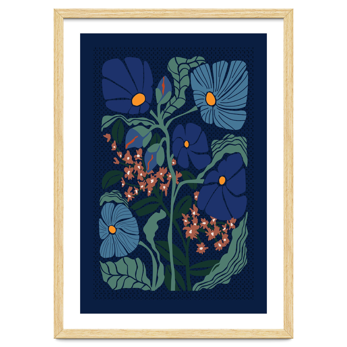 Klimt Flower Dark Blue