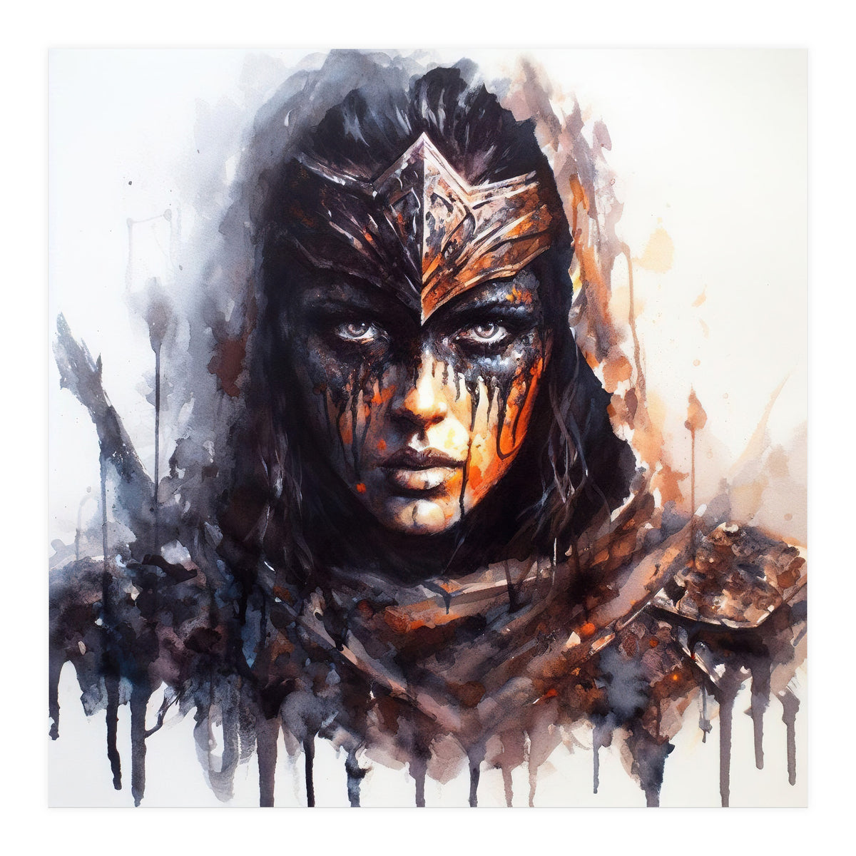 Armored Medieval Warrior Woman (Print Only)