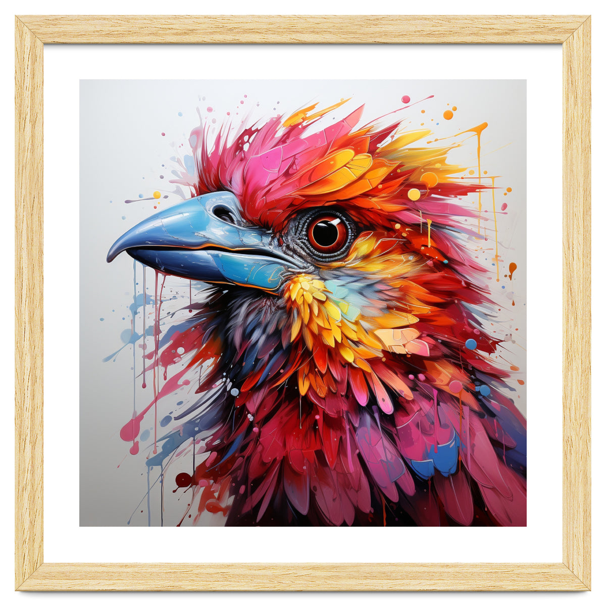 Vibrant Abstract Bird Portrait Watercolor Splash