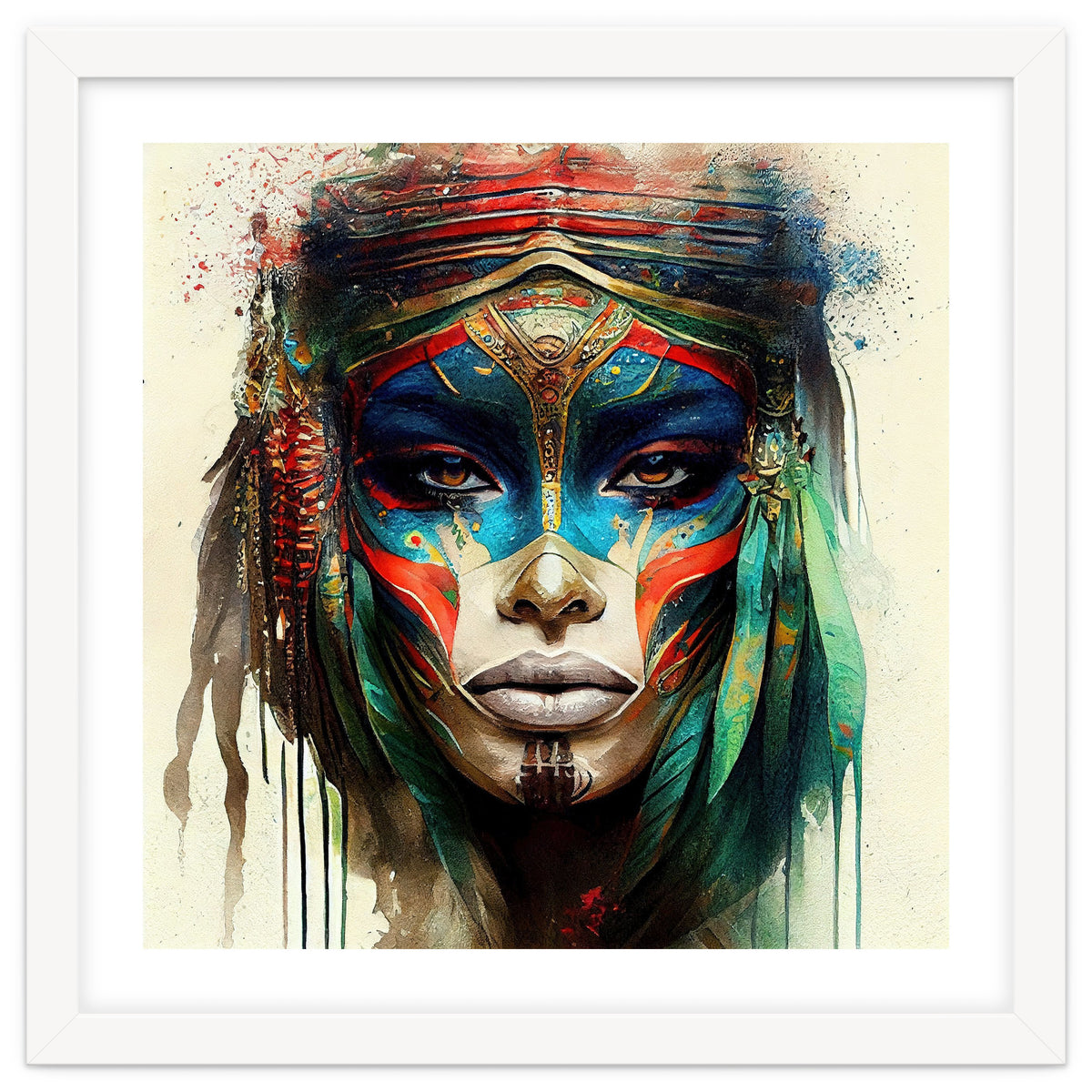 Turquoise Warrior Woman Portrait