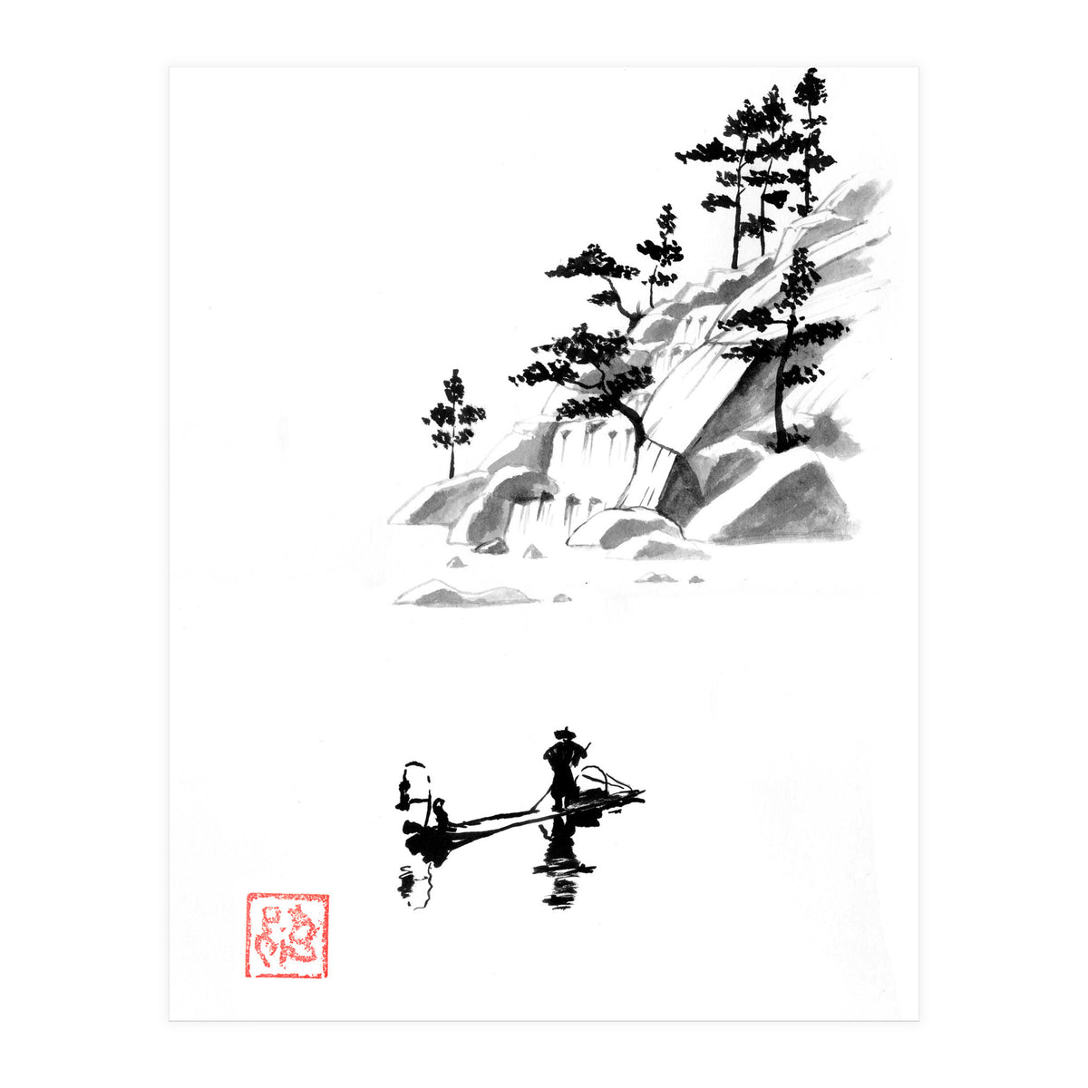 Fishing At The Fall (Print Only)