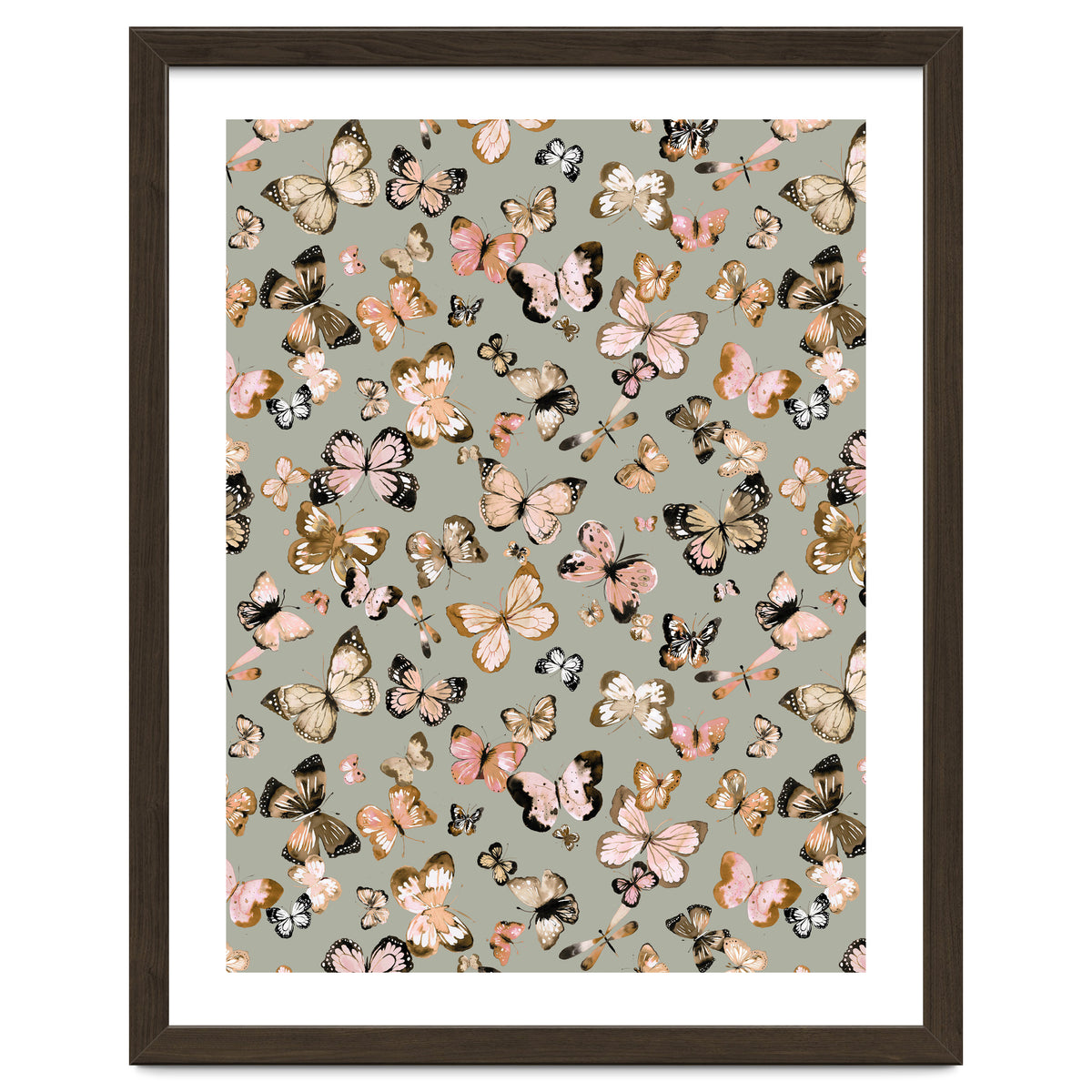 Flying Butterflies Gold Beige