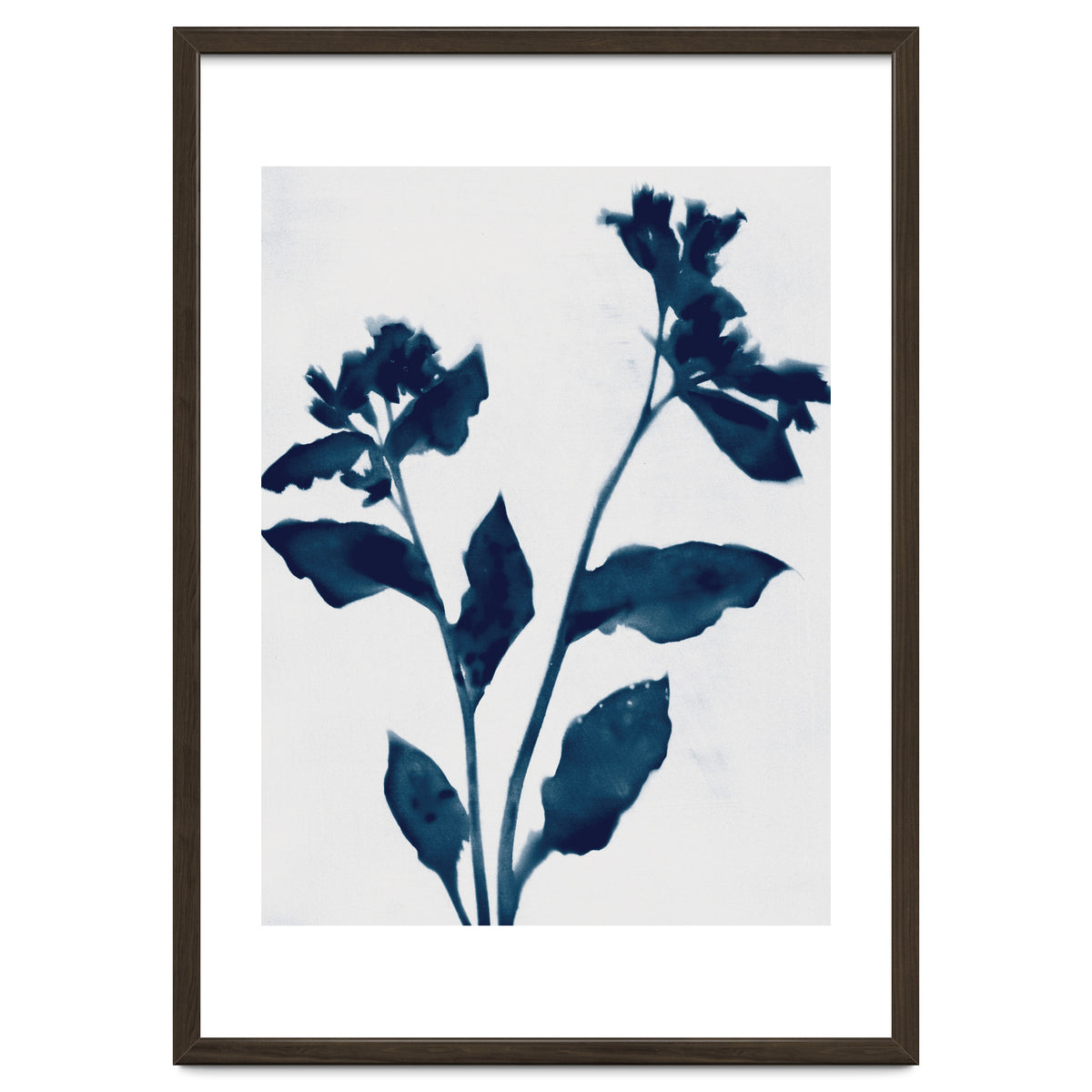 Indigo Blue Flower Silhouette 2