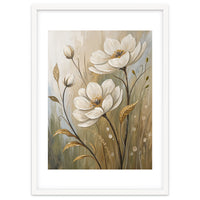 Elegant White Anemone Floral Oil Painting