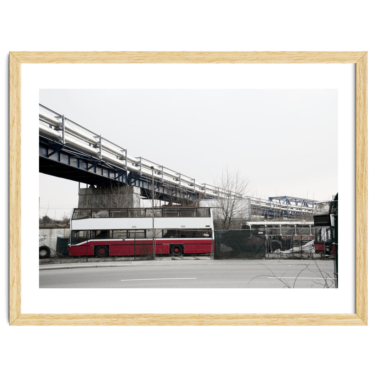 Abandoned Bus under the rail bridge